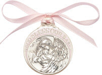 Baby with Angel Crib Medal (Pink)