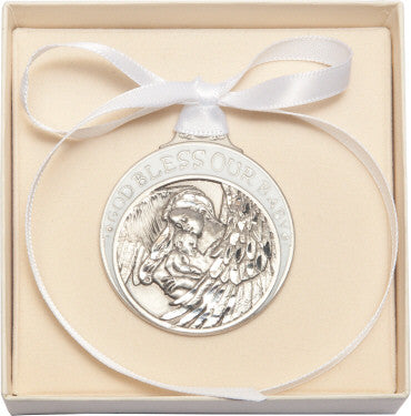 Baby with Angel Crib Medal (White)