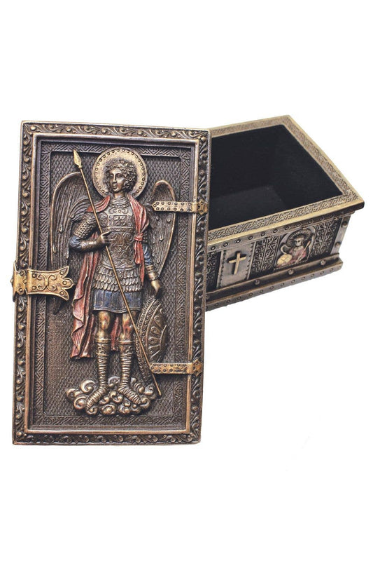 St. Michael Box in Cold Cast Bronze  3x5x2"