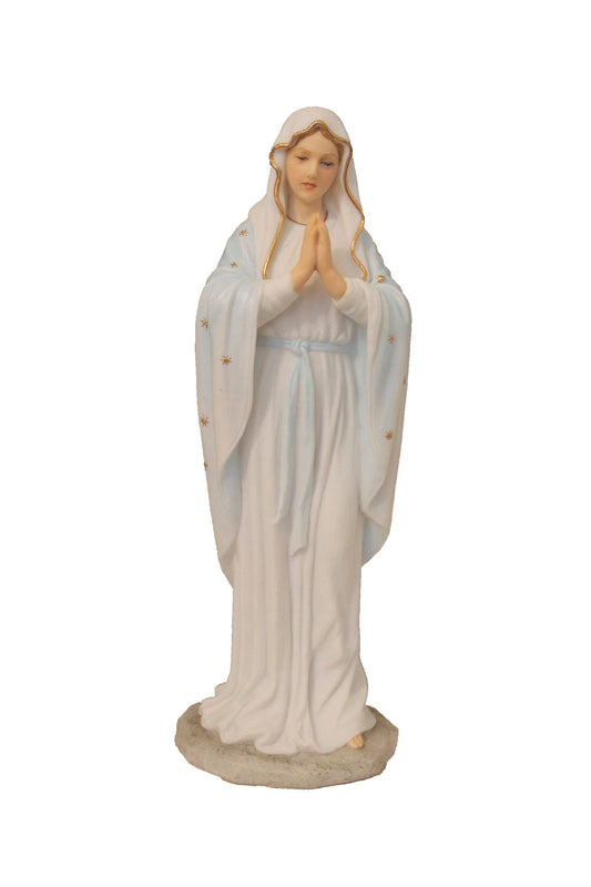 Praying Virgin in White with Gold 8"