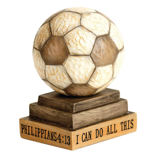 Soccer Phil 4:13 Wood Carved
