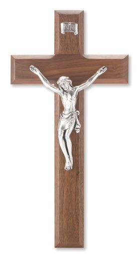 Genuine Walnut Crucifix with Antiqued Italian Corpus 10"