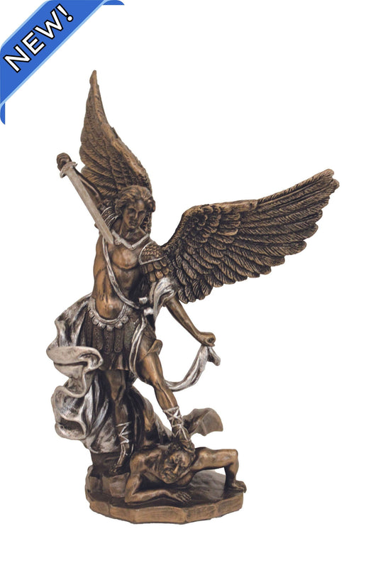 St. Michael in Cold Cast Bronze/Pewter Style 8"