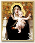 BOUGUEREAU: MADONNA OF THE FLOWERS GOLD FRAME EVERLASTING PLAQUE