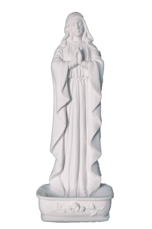 Standing Praying Virgin Rosary Holder/Font in White 6.25"