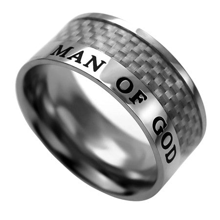 Carbon Fiber White Ring "Man Of God"
