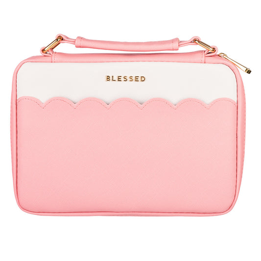 Blessed Pink Scalloped Faux Leather Bible Cover