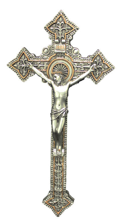 Veronese Wall Crucifix Pewter Style 9"