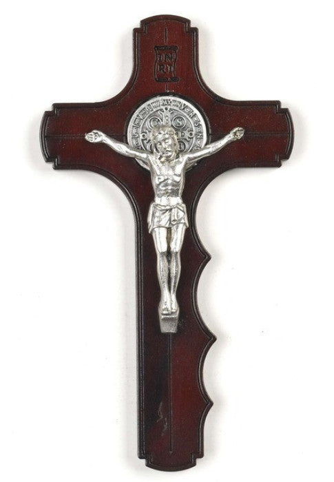 St. Benedict Dark Wood Comfort Cross 4"