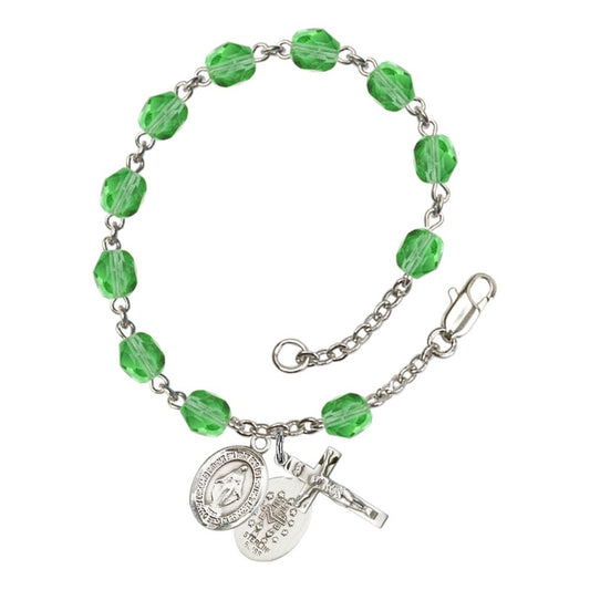 Miraculous Green August Rosary Bracelet 6mm