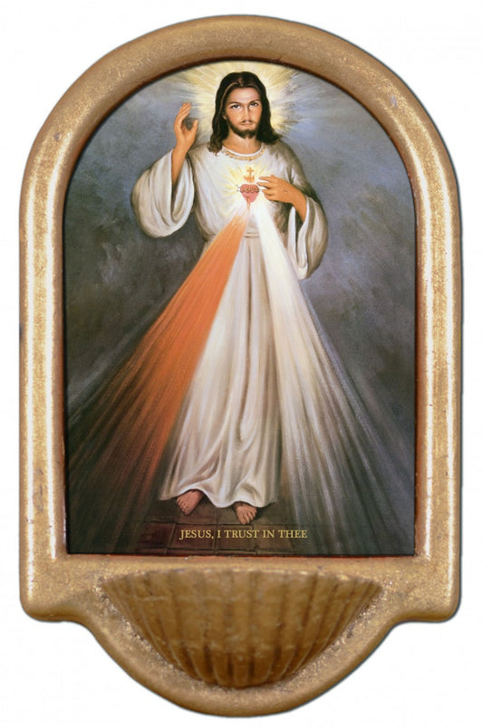 Divine Mercy Gold Holy Water Font