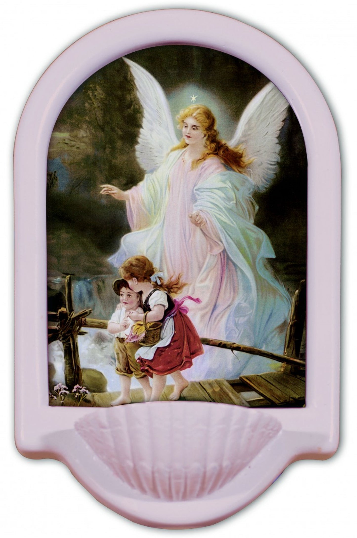 Guardian Angel Pink Holy Water Font