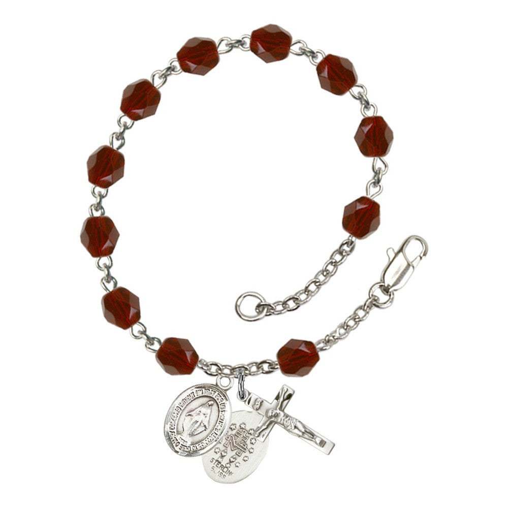 Miraculous Red January Rosary Bracelet 6mm
