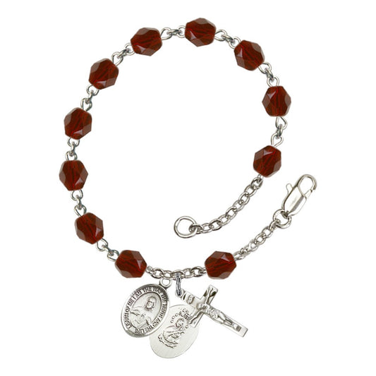 Scapular Red January Rosary Bracelet 6mm