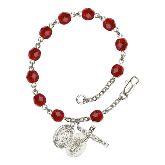 Miraculous Red July Rosary Bracelet 6mm