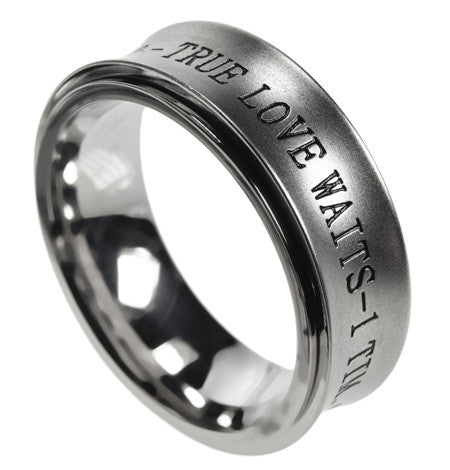 Spinner Silver Ring "True Love Waits"