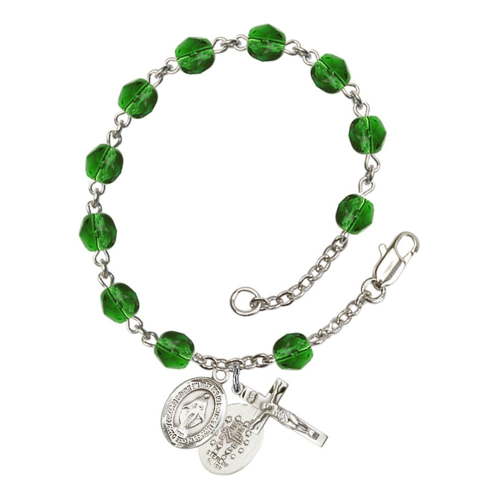 Miraculous Green May Rosary Bracelet 6mm