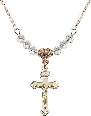 Crystal Bead Gold Plate Crucifix Necklace