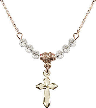 Crystal Bead Gold Plate Cross Necklace