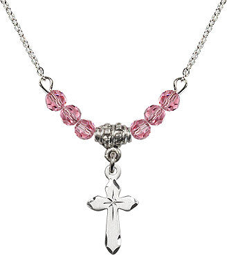 Rose Bead Cross Necklace