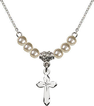 Faux Pearl Cross Necklace