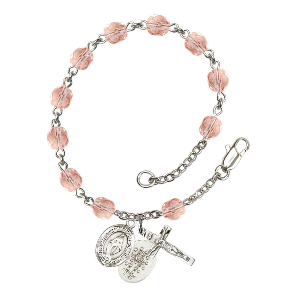 Miraculous Pink October Rosary Bracelet 6mm