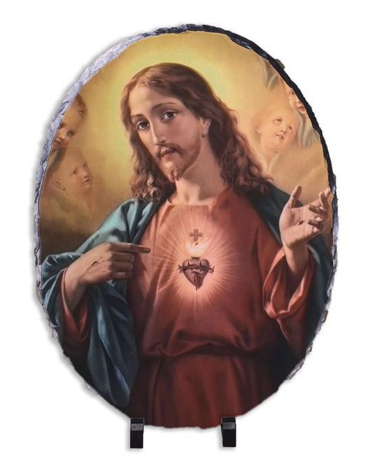 Sacred Heart of Jesus Oval Slate