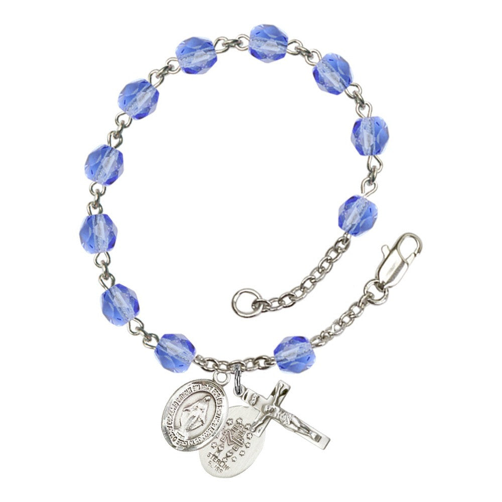 Miraculous Blue September Rosary Bracelet 6mm