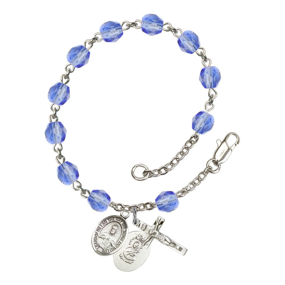 Scapular Blue September Rosary Bracelet 6mm