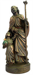 St. Christopher Child Bronze Statue 8"