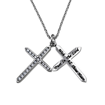 "Trust" Twin Cross Necklace