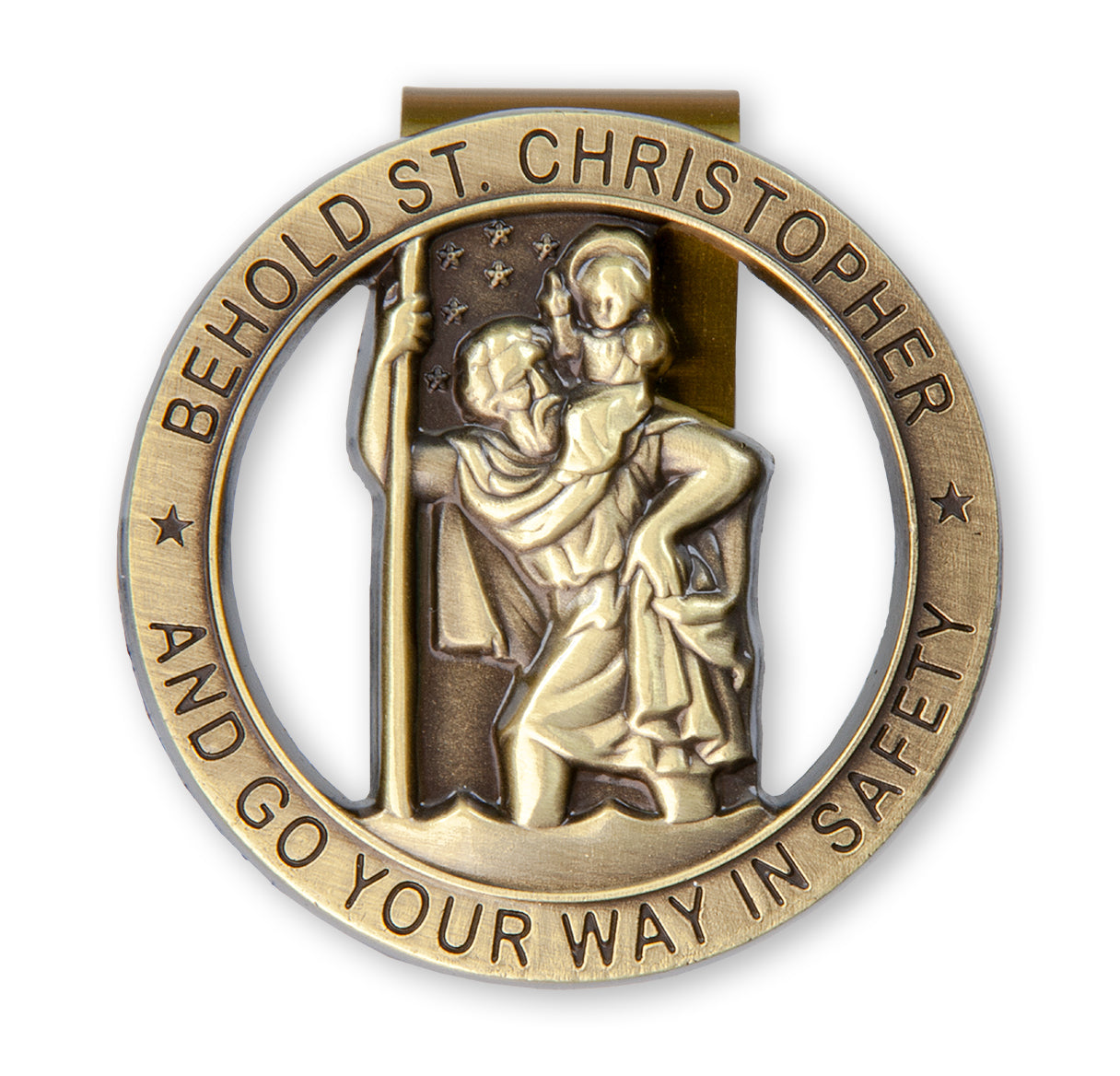 St. Christopher Brass Visor Clip