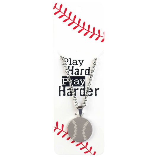 Pray Hard Baseball Necklace