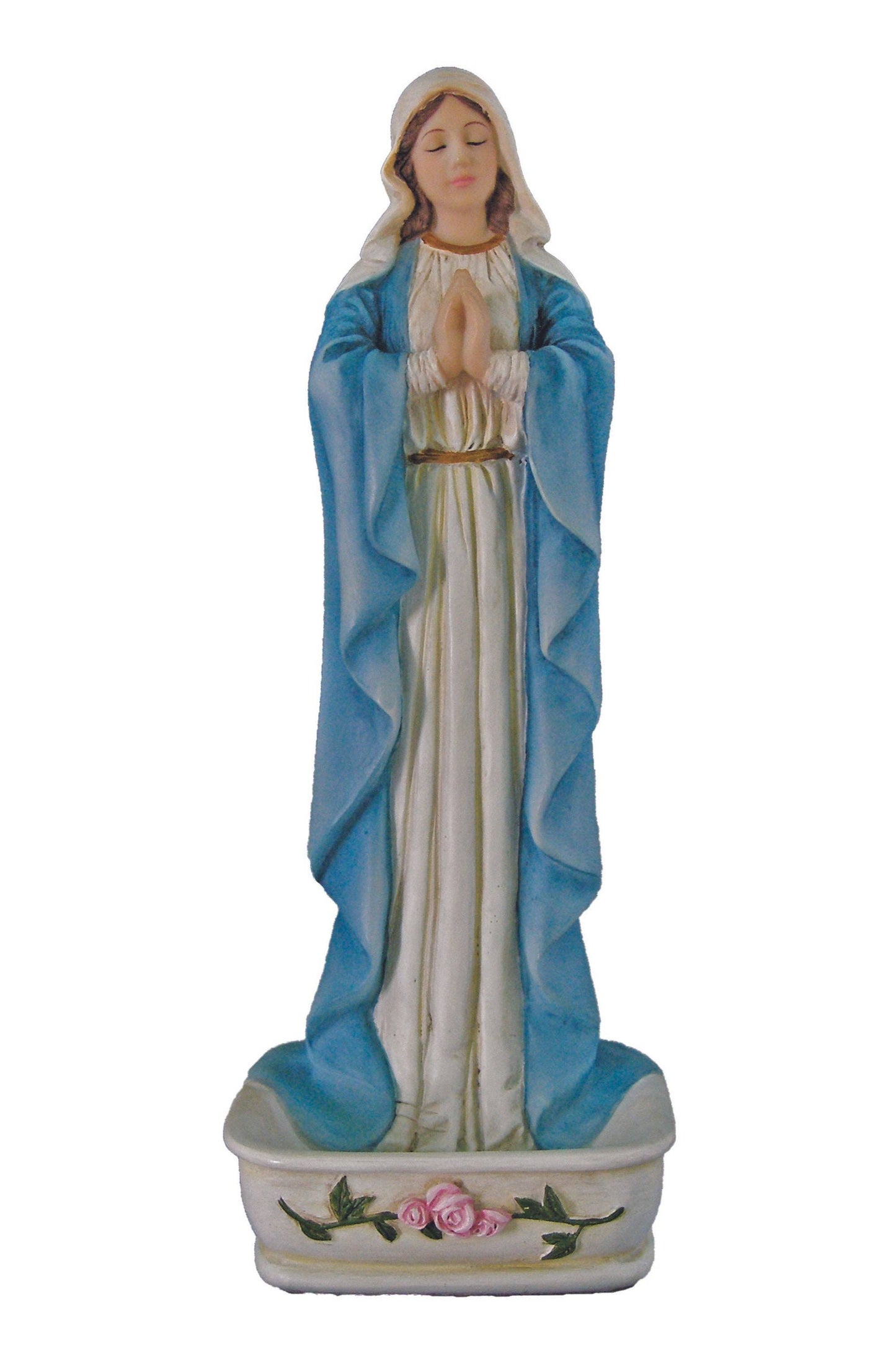Standing Praying Virgin Rosary Holder/Font in Color 6.25"
