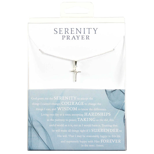 Silver Plate CZ Cross with Serenity Prayer