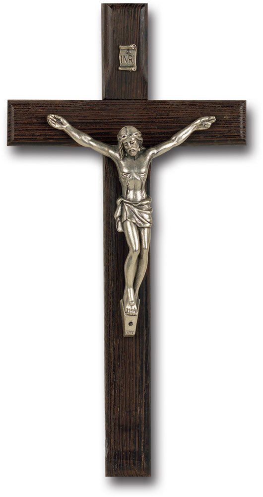 Italian Dark Wood Crucifix 8"