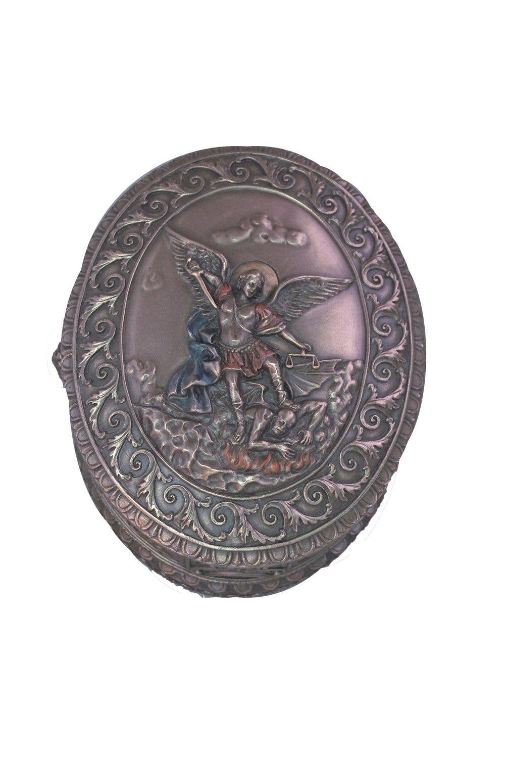 St. Michael Box in Cold Cast Bronze 3.75x4.5"