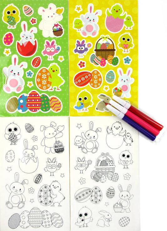 Easter Color-in Sticker Set with Markers, 12 Pack