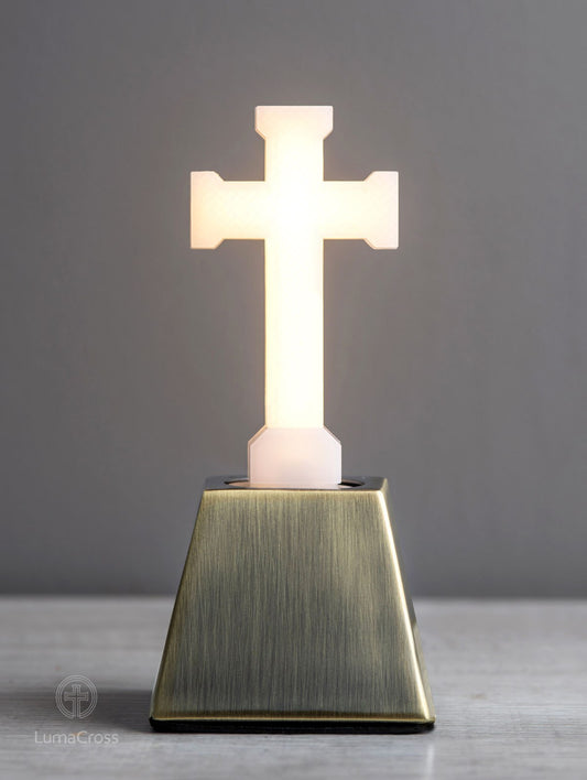 LumaCross + Bronze Pedestal Lamp