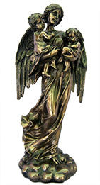 Guardian Angel, Cold-Cast Bronze, Lightly Hand-Painted, 11"