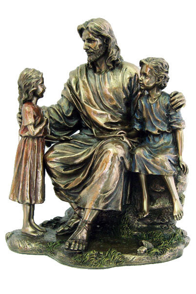 Christ with Children, Cold-Cast Bronze, 8.25