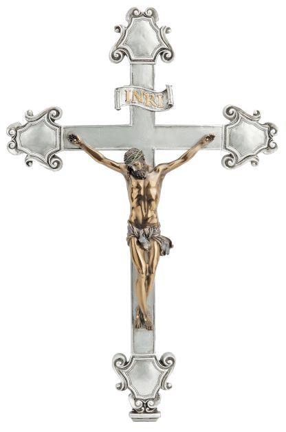Bronze + Pewter Crucifix 16"