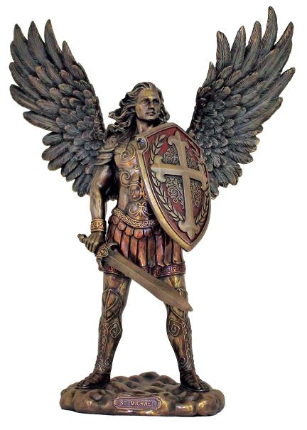 St. Michael Lightly Painted Bronze 7.5"