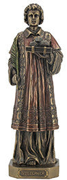 St. Stephen, cold cast bronze, lightly hand-painted, 9"