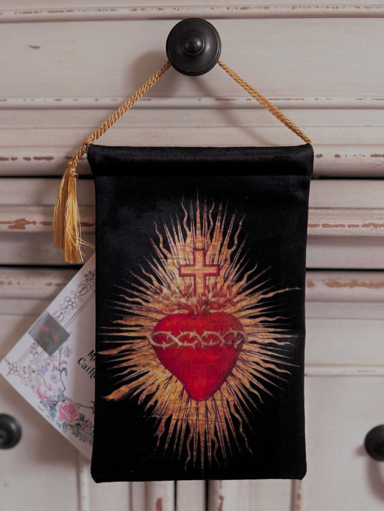 Sacred Heart Black Pouch
