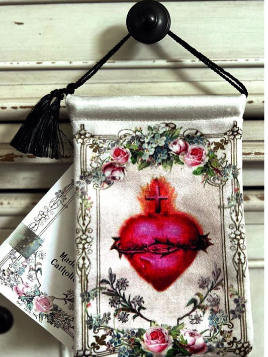 Sacred Heart White Pouch